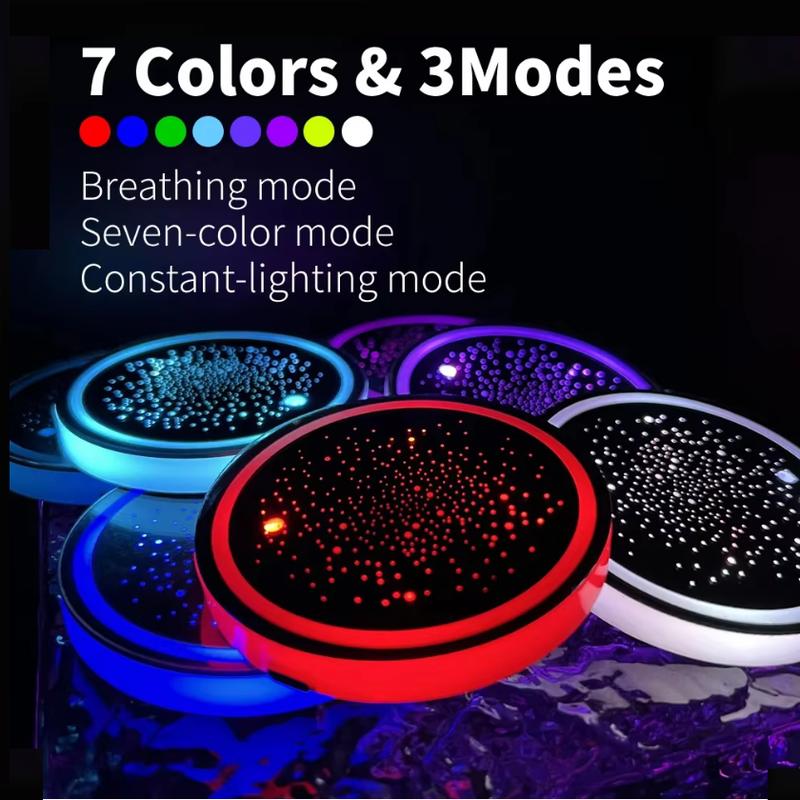 2PCS/4PCS LED Cup Holder Lights for Car,Rechargeable 7 Color