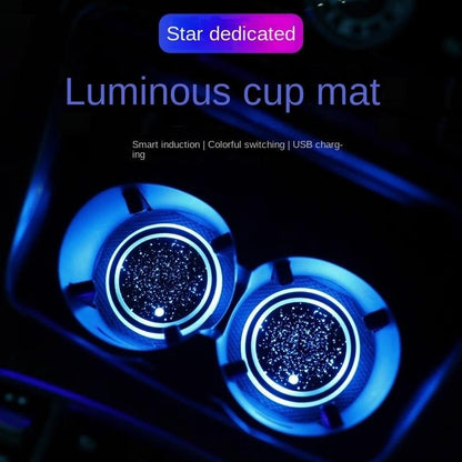 2PCS/4PCS LED Cup Holder Lights for Car,Rechargeable 7 Color