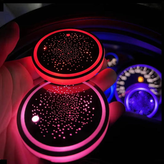 2PCS/4PCS LED Cup Holder Lights for Car,Rechargeable 7 Color